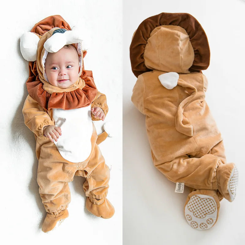 Baby Infant Lion Animal Cosplay Costume One-Pieces Rompers Child Autumn Winter Clothing