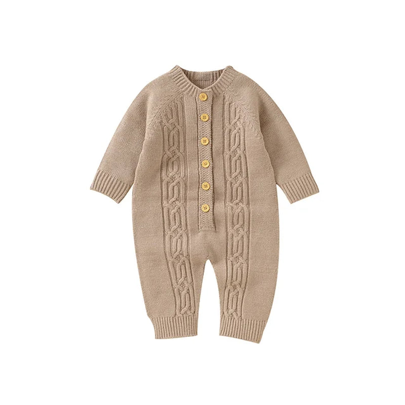 Newborn Baby Romper Knitted Solid Toddler Boy Clothing 0-18M Kid Overalls Warm Playsuit Infant Girl Jumpsuits Long Sleeve Autumn