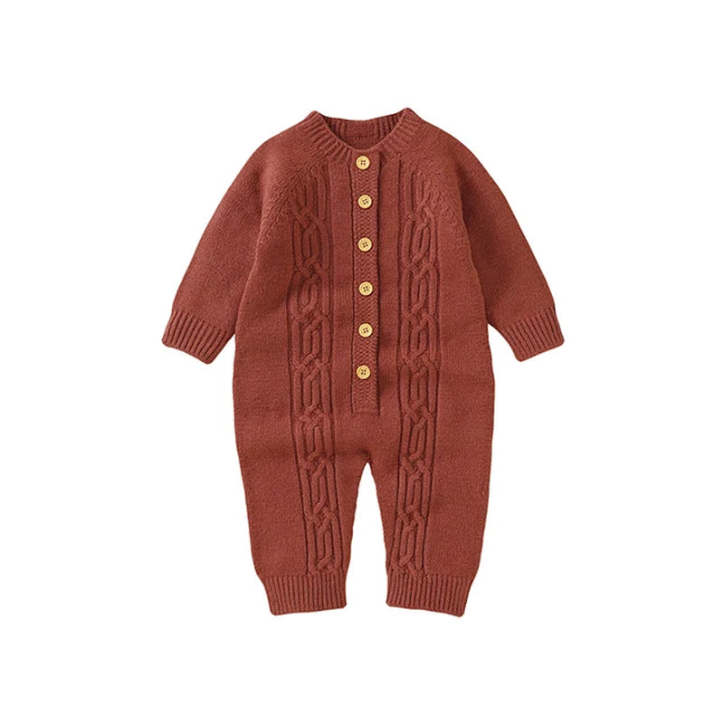 Newborn Baby Romper Knitted Solid Toddler Boy Clothing 0-18M Kid Overalls Warm Playsuit Infant Girl Jumpsuits Long Sleeve Autumn