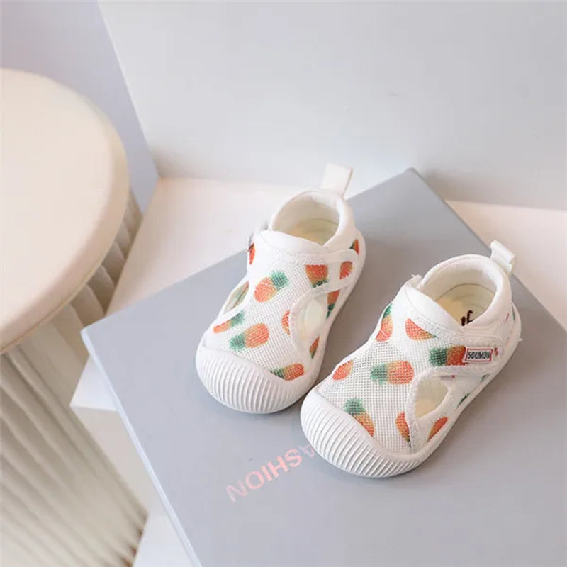 2023 New Summer Baby First Walkers Mesh Breathable Toddler Girls Shoes Soft Sole Cute Print Tennis Fashion Infant Shoes EU15-25