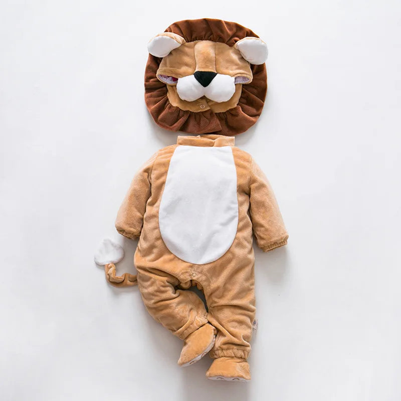 Baby Infant Lion Animal Cosplay Costume One-Pieces Rompers Child Autumn Winter Clothing