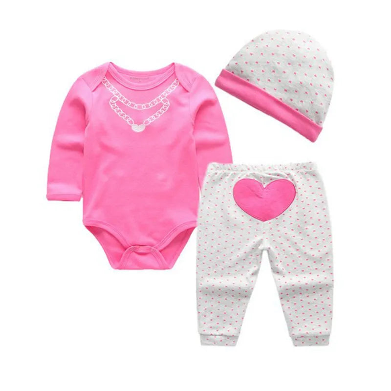 Newborn Baby Girls Clothes Set Long Sleeve Bodysuits+Cap+Animal Pants Infant Outfits Clothing Sets