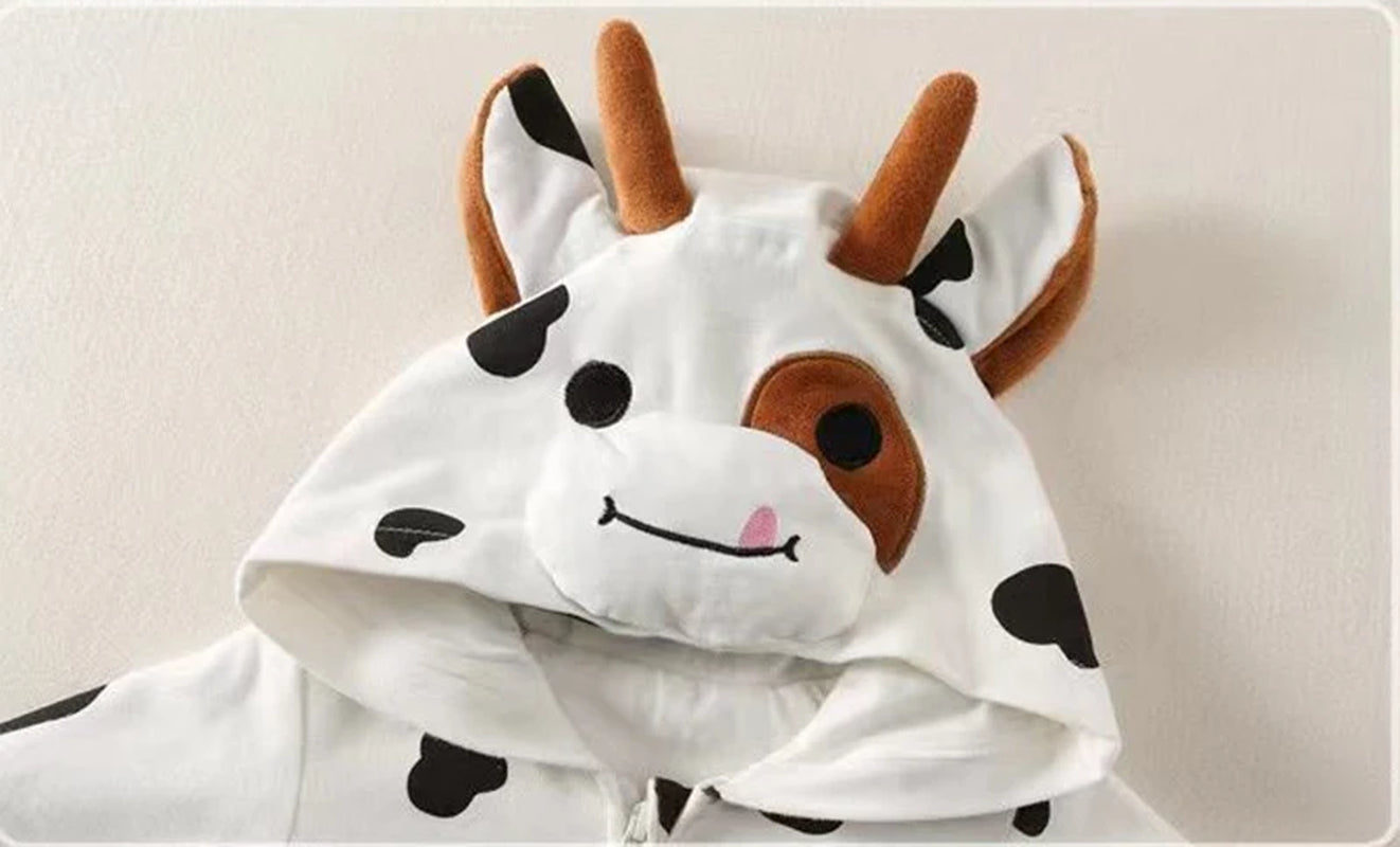 Winter New Born Baby Clothes Romper Baby Jumpsuit Animal Hooded Romper Cow Costume Boys Girls Overalls Infant Clothing