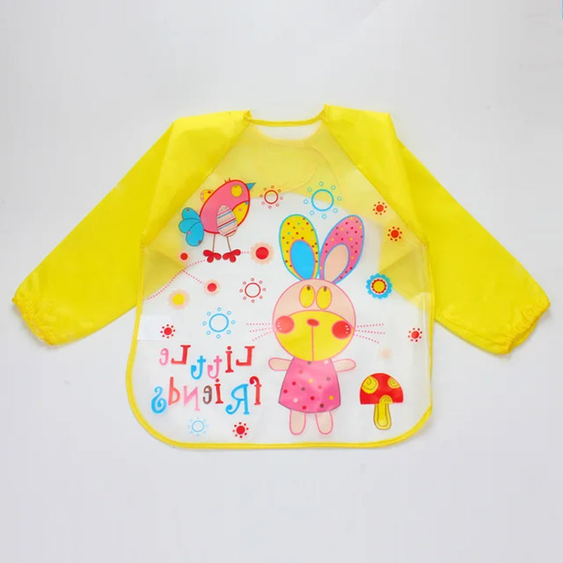 UNIKIDS Adjustable Cartoon EVA Plastic Waterproof Long Sleeve Feeding Baby Bibs Infants Art Smock Apron Baberos Bavoir Clothing