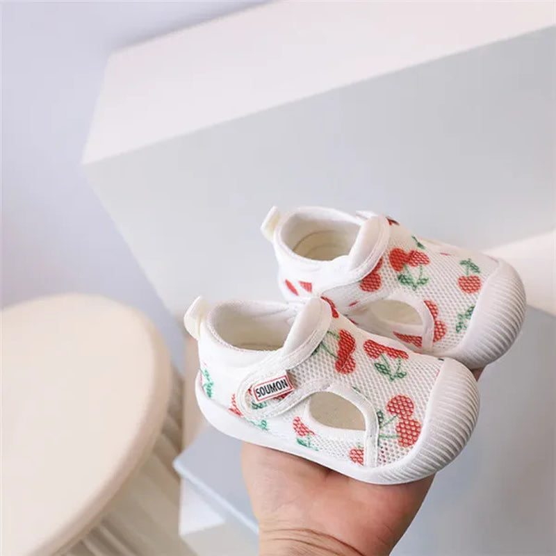 2023 New Summer Baby First Walkers Mesh Breathable Toddler Girls Shoes Soft Sole Cute Print Tennis Fashion Infant Shoes EU15-25