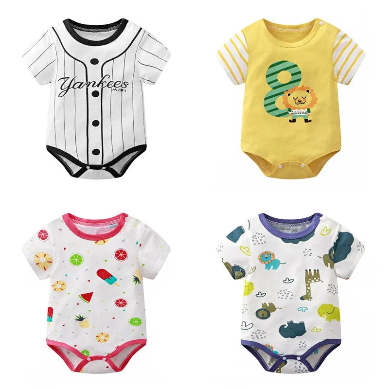 Cotton Newborn Baby Bodysuits Summer Clothing Toddler Short Sleeved Triangle Climb Clothes Baby Girl Costume Onesie 2022 New