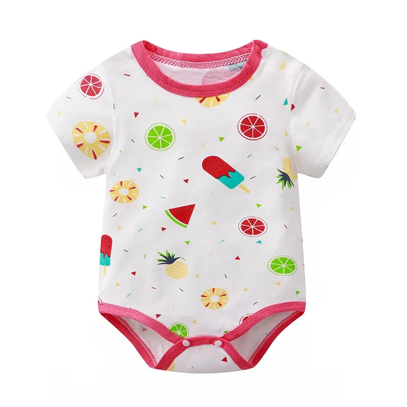 Cotton Newborn Baby Bodysuits Summer Clothing Toddler Short Sleeved Triangle Climb Clothes Baby Girl Costume Onesie 2022 New