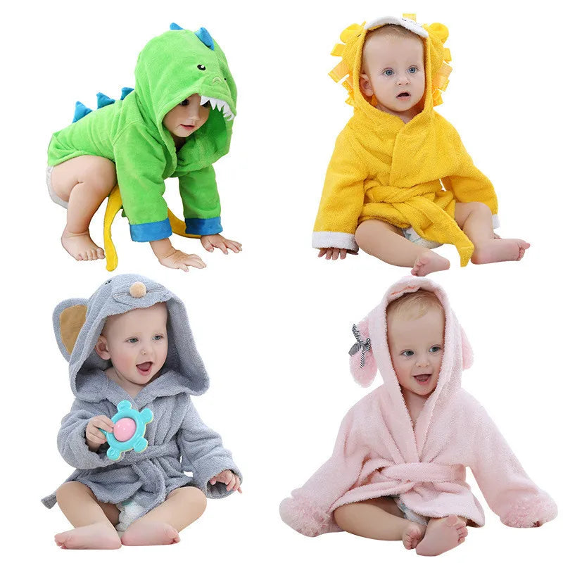 Newborn Bath Hooded Animal Modeling Baby Bathrobe Cartoon Baby Spa Towel Character Kids Bath Robe Infant Beach Towels Blankets