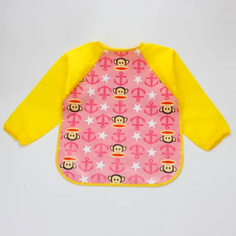 UNIKIDS Adjustable Cartoon EVA Plastic Waterproof Long Sleeve Feeding Baby Bibs Infants Art Smock Apron Baberos Bavoir Clothing