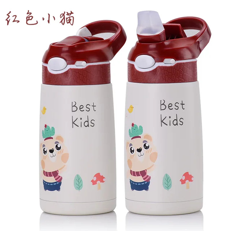 400ML Children Thermos Water Bottle Kids Thermos Mug Baby Duck Billed Straw 316 Stainless Steel Vacuum Flasks Tumbler Thermo Cup